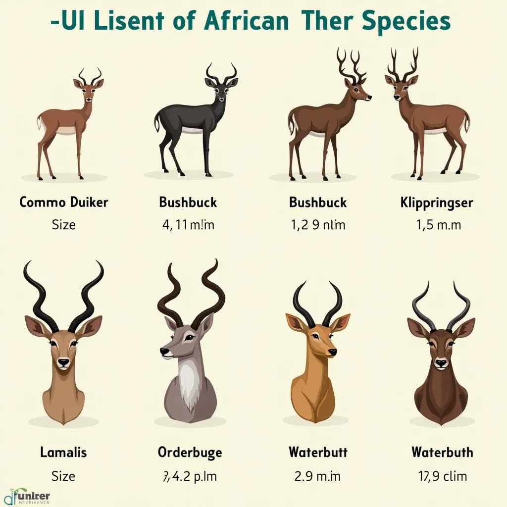 Comparison of different African deer species