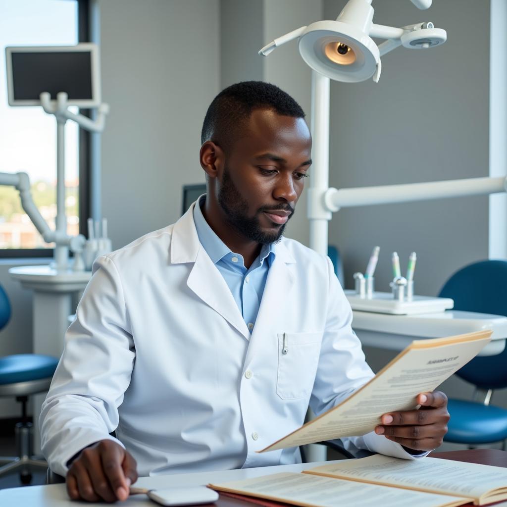 african dentist reading journal