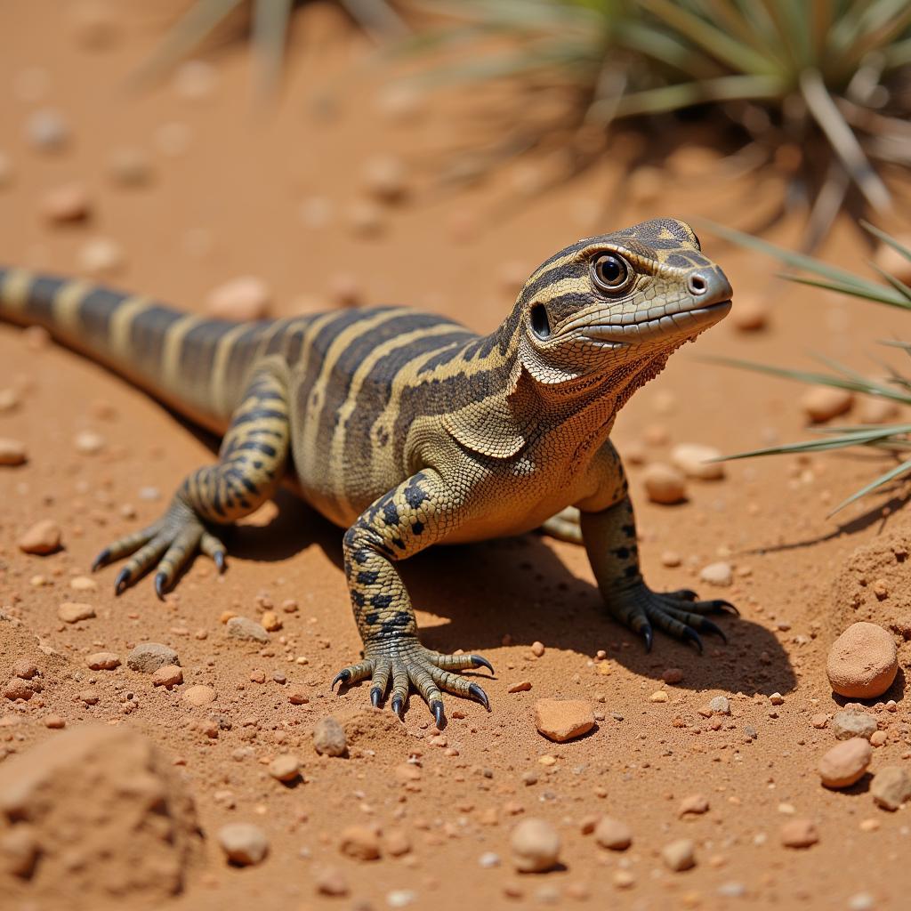 Desert Monitor Lizard on the Hunt