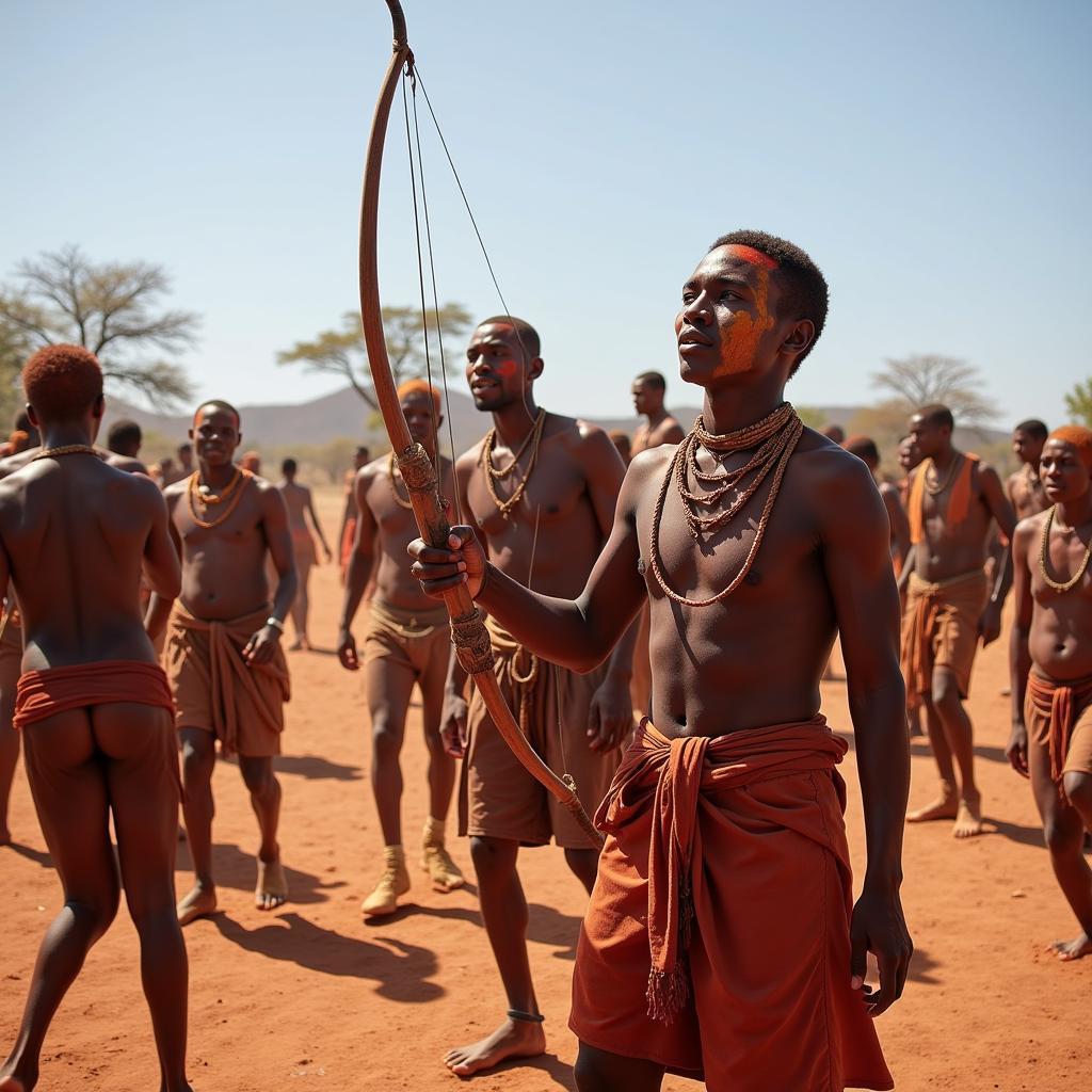 San People Performing a Trance Dance in the Kalahari Desert