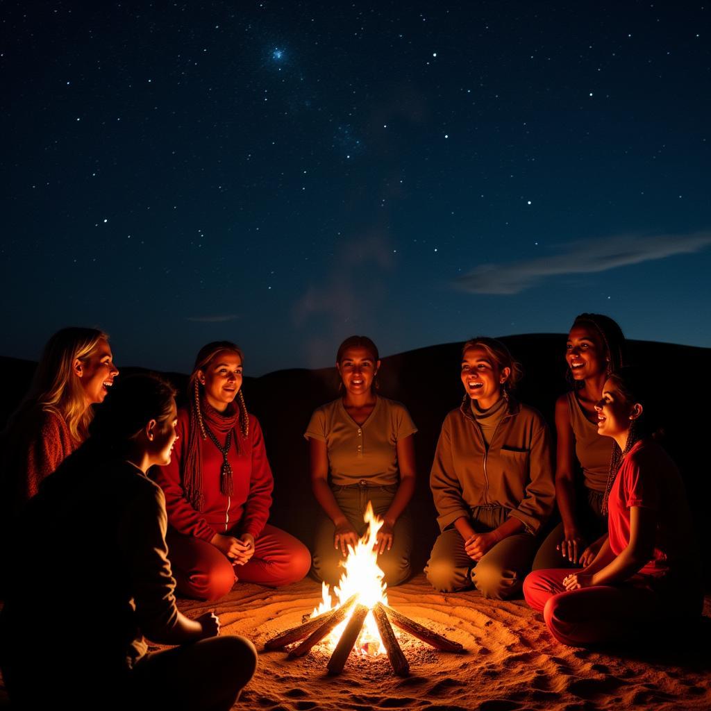 Women Singing Around a Fire in the Namib Desert