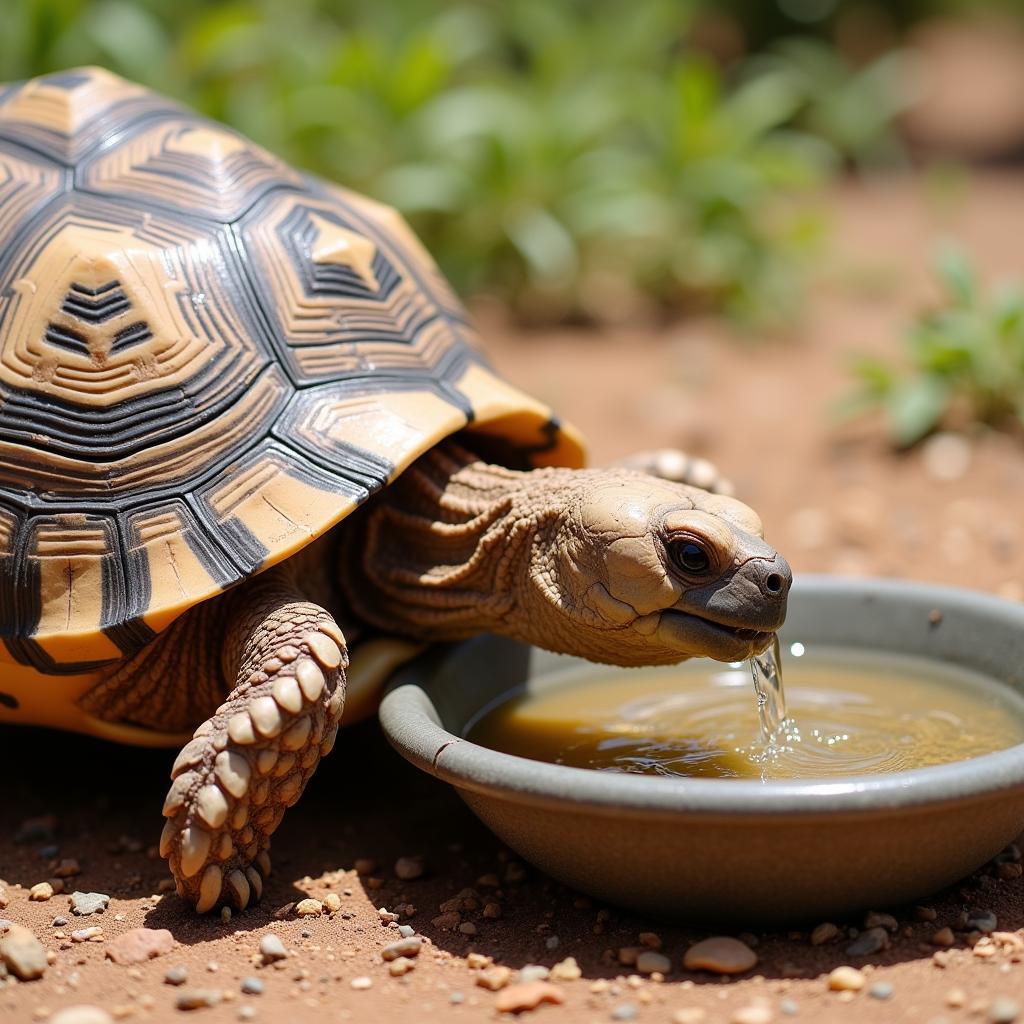 African Desert Tortoise Hydrating