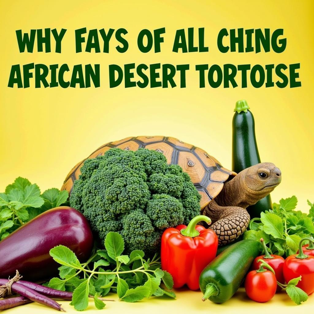 African Desert Tortoise Enjoying Fresh Vegetables