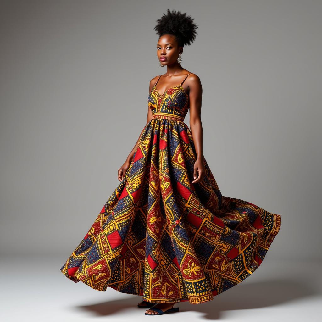 Women's dress with intricate African print design