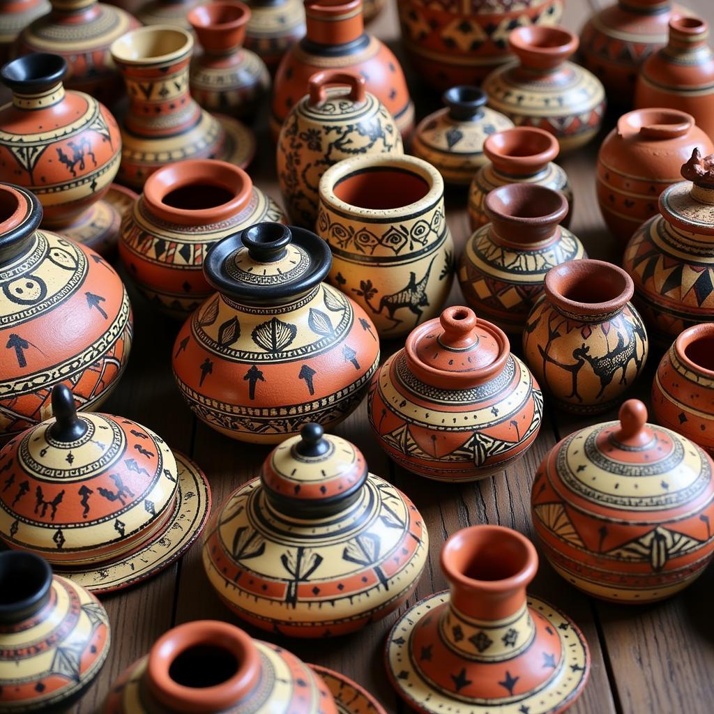 Handcrafted African ceramics with traditional patterns