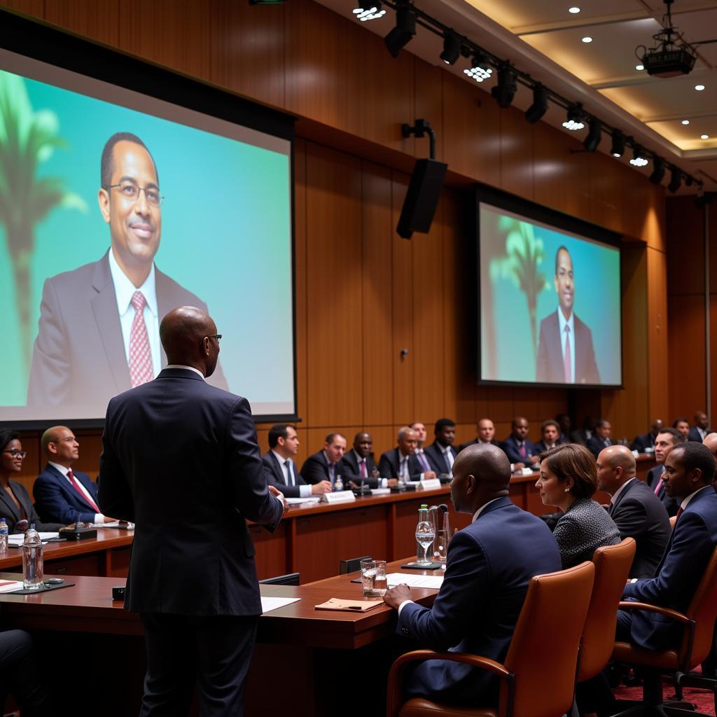 AfDB CEO speaking at a conference about sustainable development in Africa