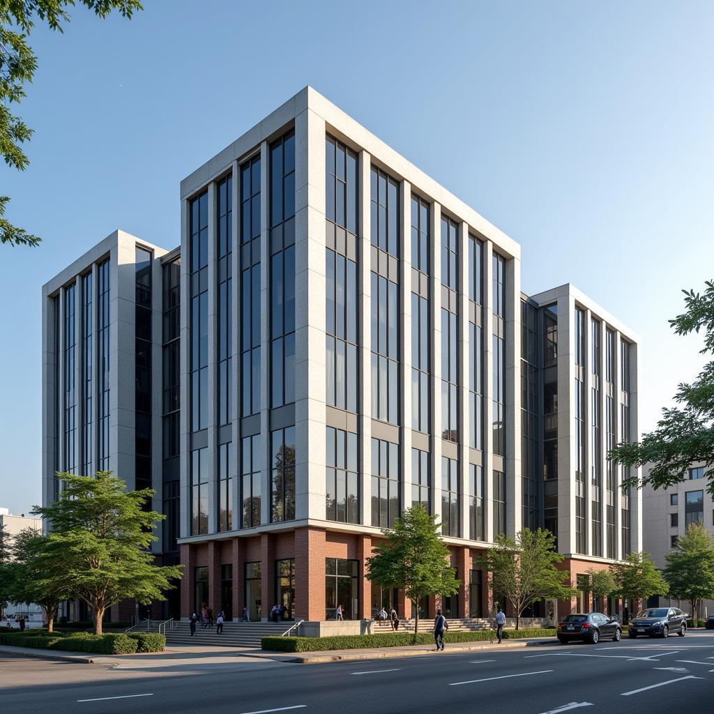 Modern office building with AfDB logo