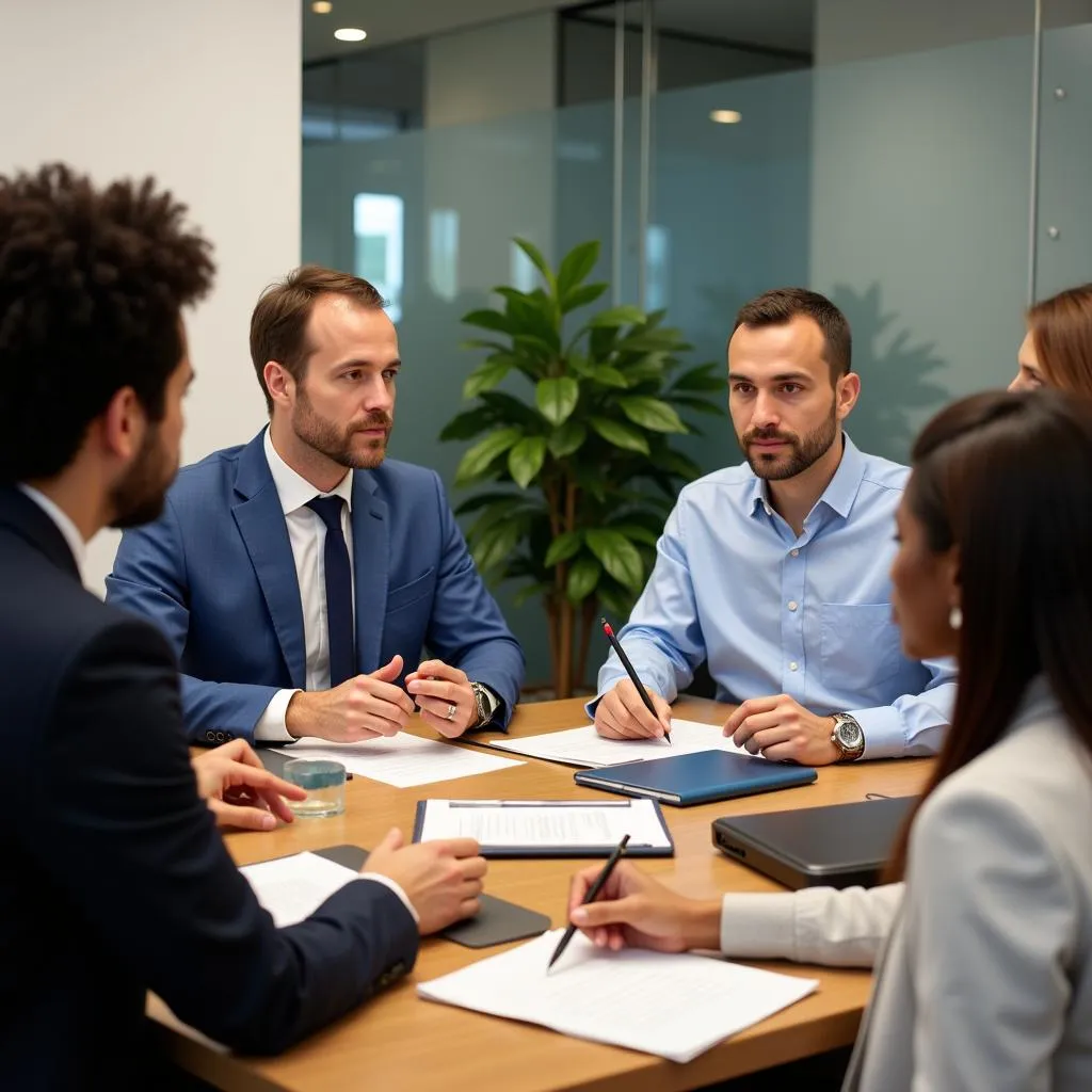 Diverse team of professionals collaborating on a project at the African Development Bank