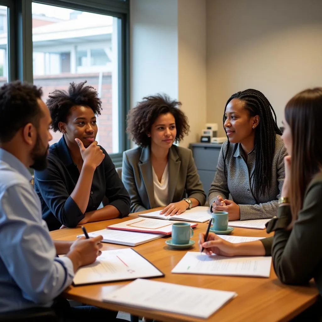 Group of people discussing an African Development Bank project