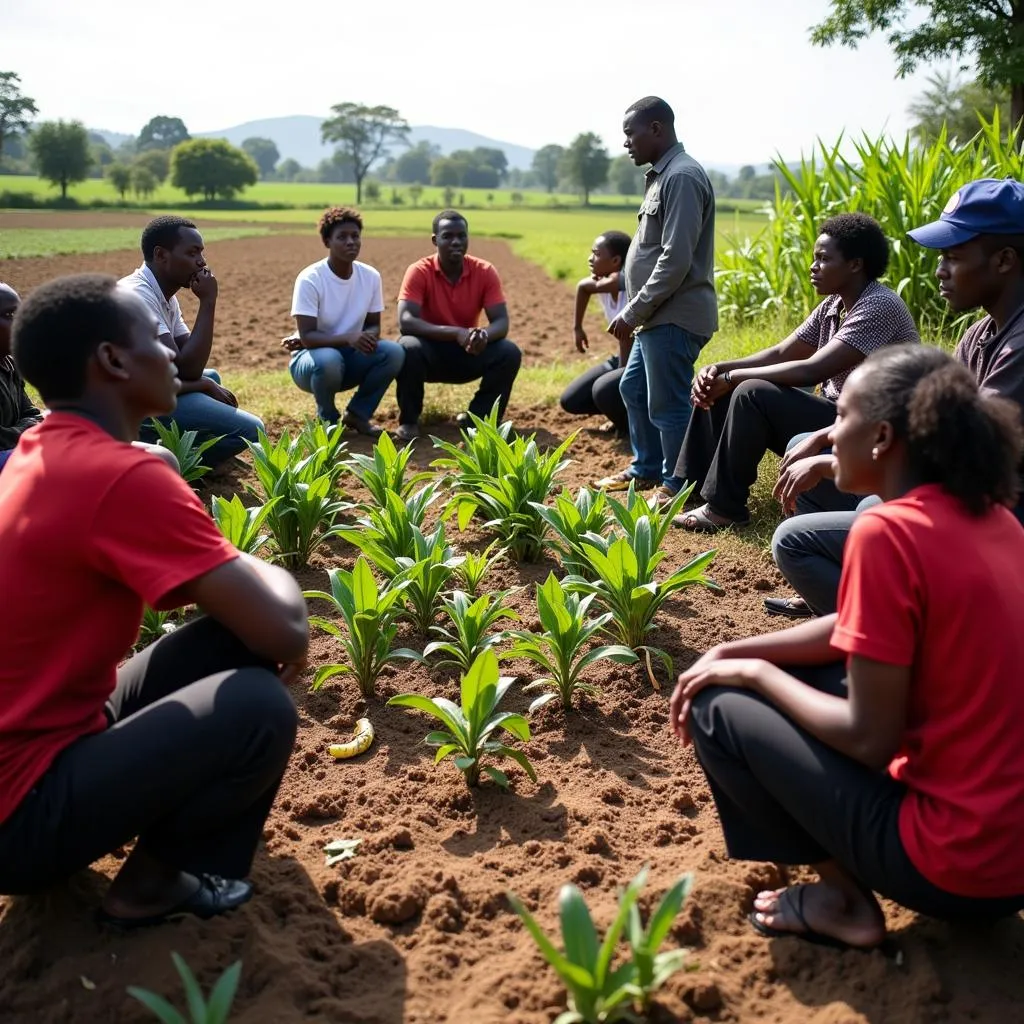 Farmers participate in an AfDB-supported agricultural training program