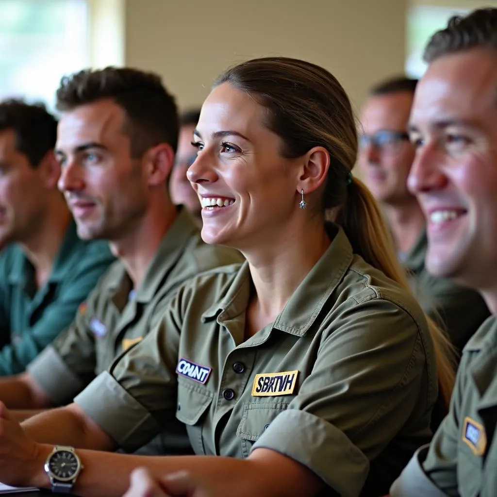 Community members engaged in a discussion with ADF representatives