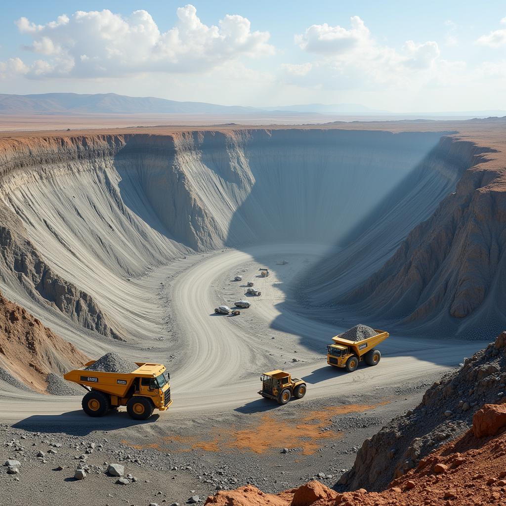 An expansive open-pit diamond mine in Africa