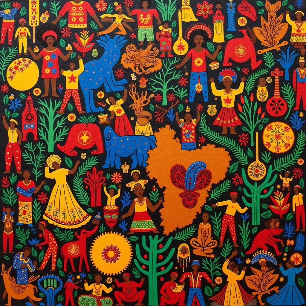 A vibrant tapestry showcasing the cultural fusion of African traditions in the Americas.