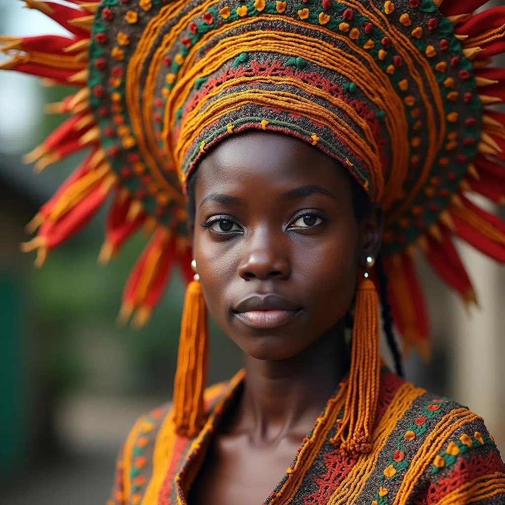 A woman dressed in traditional Candomblé attire