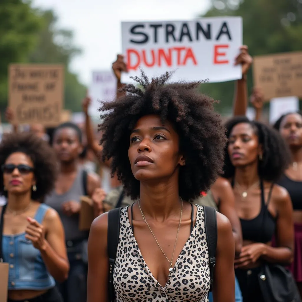 A group of Afro-Brazilian activists protesting for social justice