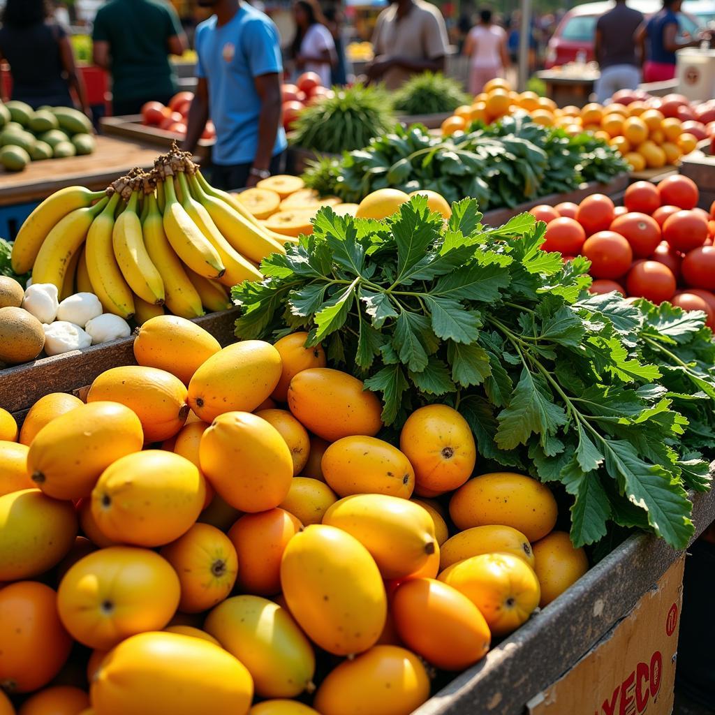 Vibrant African Market Produce