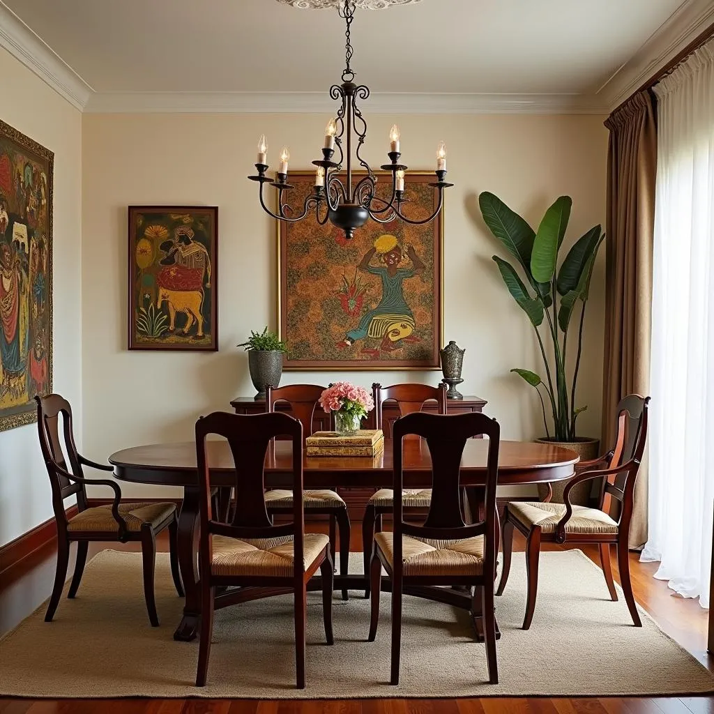 African Dining Room with Traditional Decor