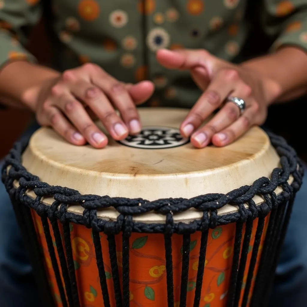 African djembe drum being played