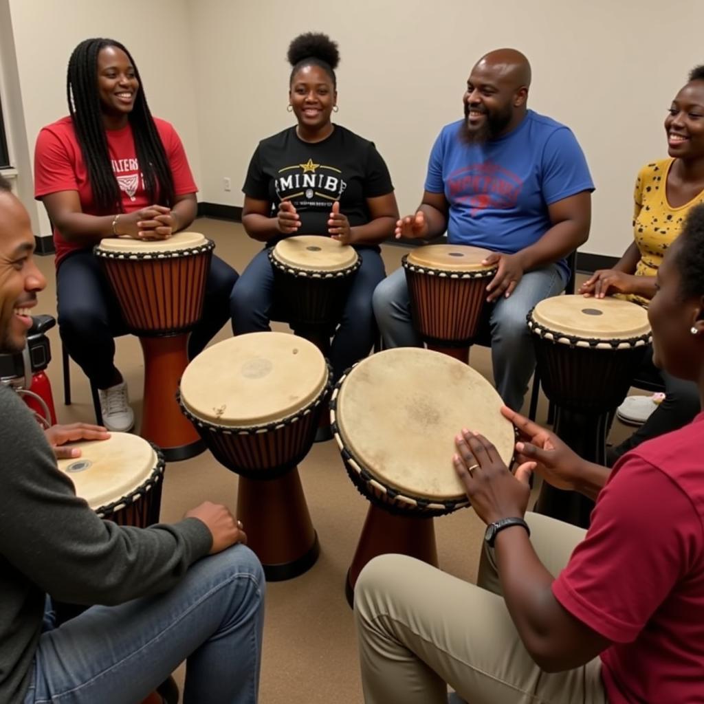 African djembe drum circle