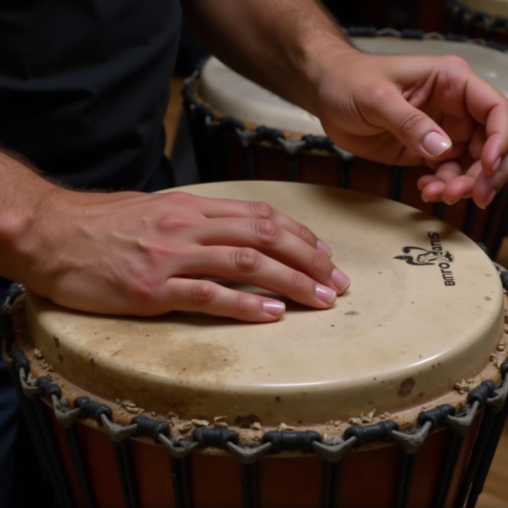 Djembe player's hands