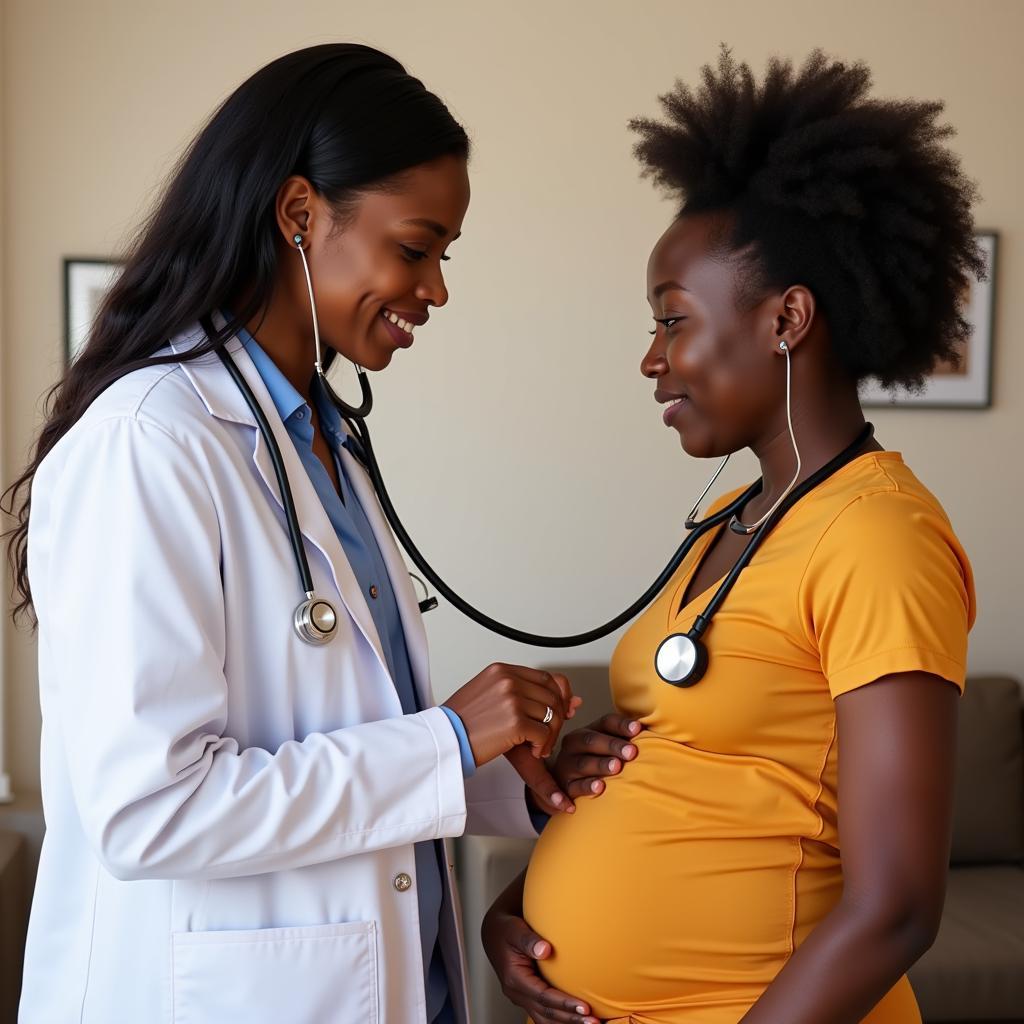 African Doctor Consulting Pregnant Woman