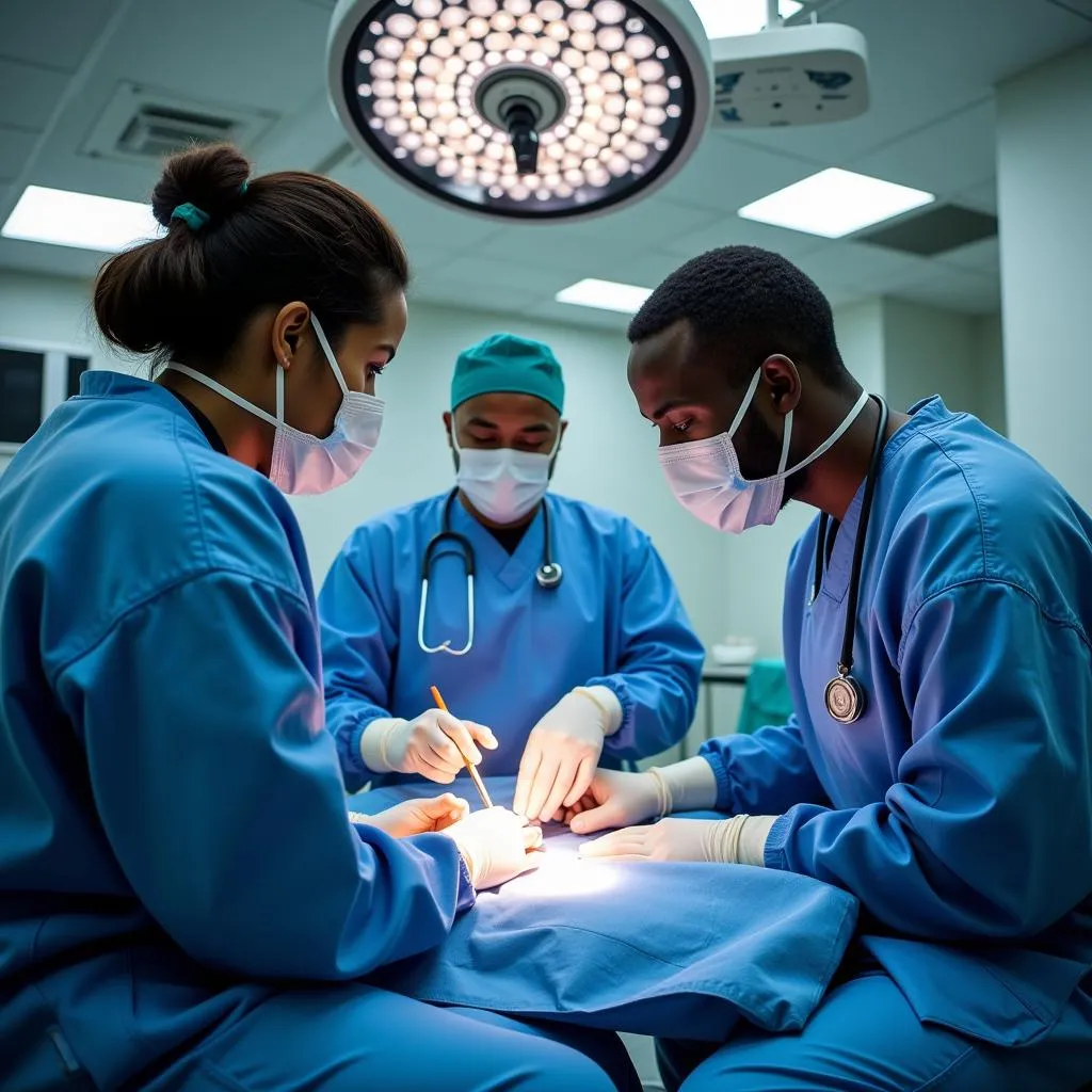 African Doctors Performing ERCP Procedure