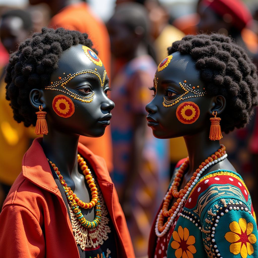 African Doll Pair in Traditional Ceremony