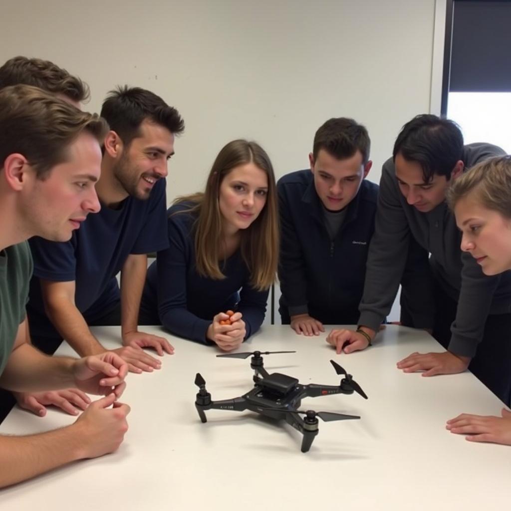 Students learning drone operation at the African Drone Academy