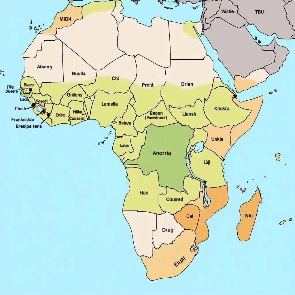 Map of major drug trafficking routes in Africa