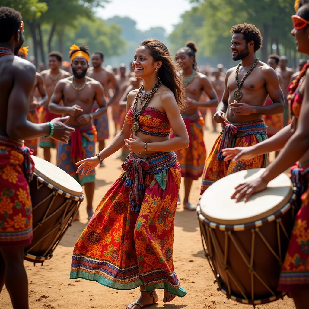 Celebration with African Drums and Dance