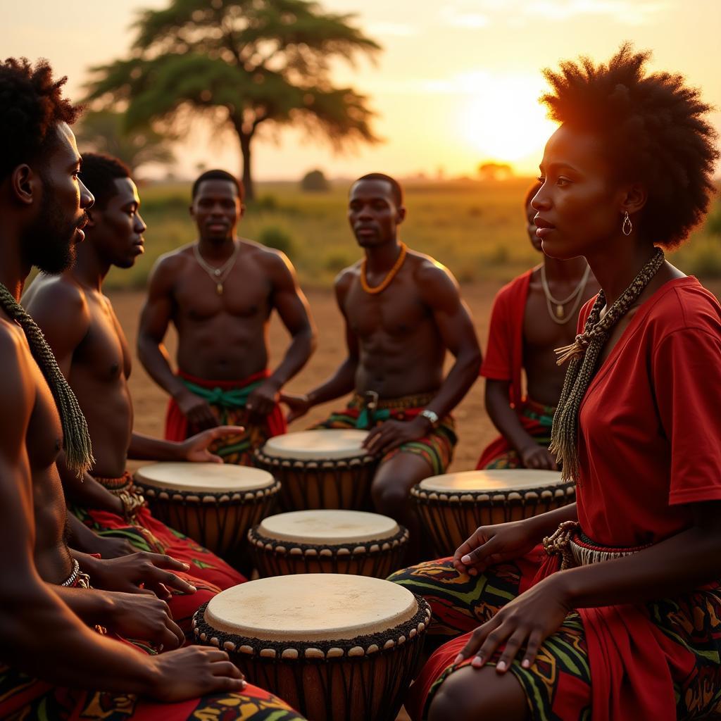 Traditional African drumming ceremony