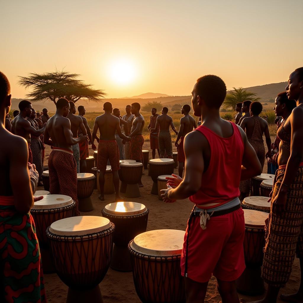 African drum circle ceremony