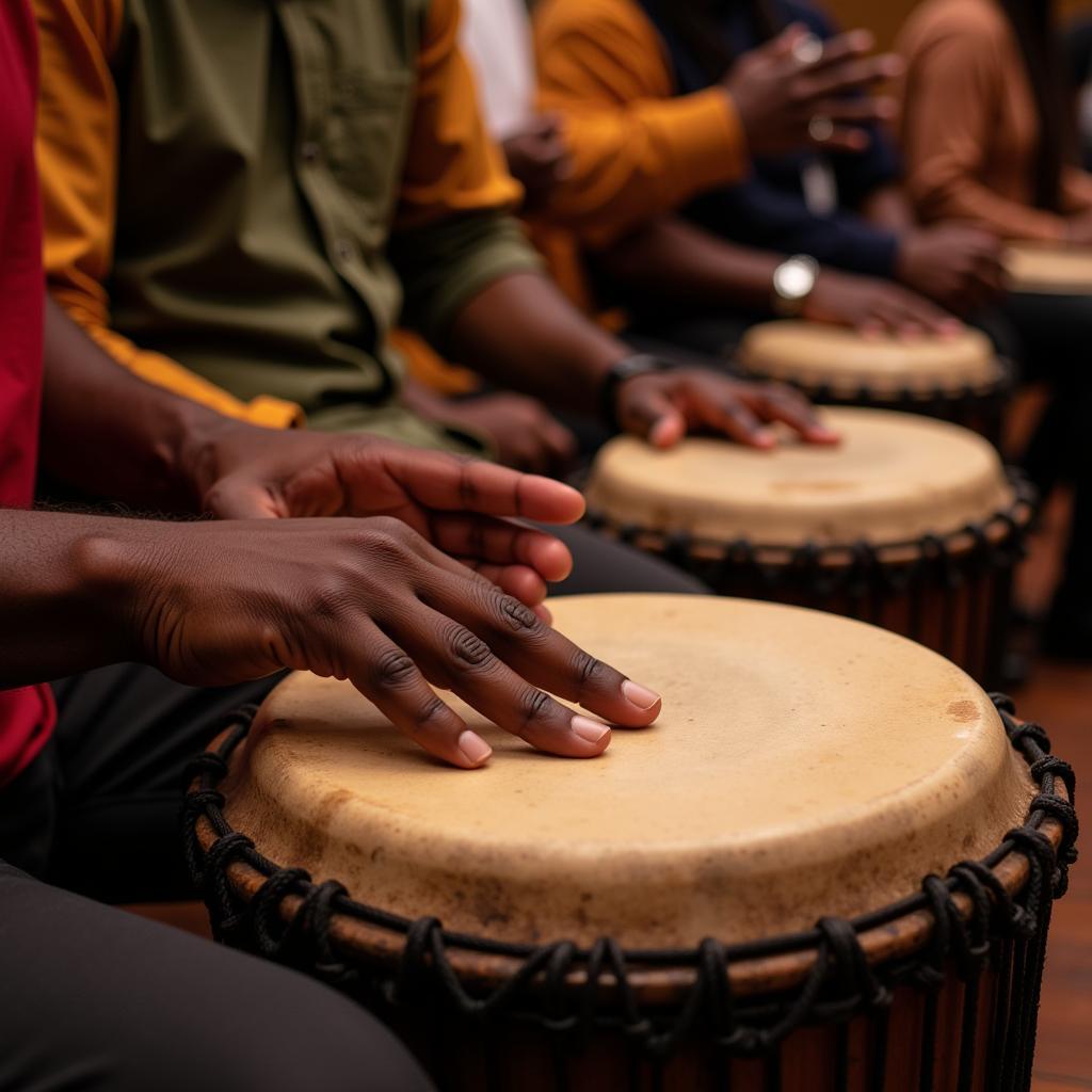 African drum circle communication