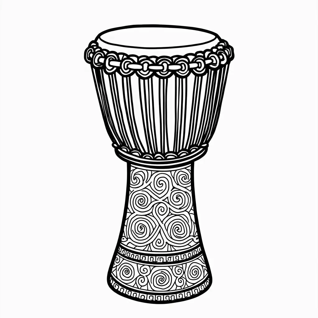 African Djembe Coloring Page