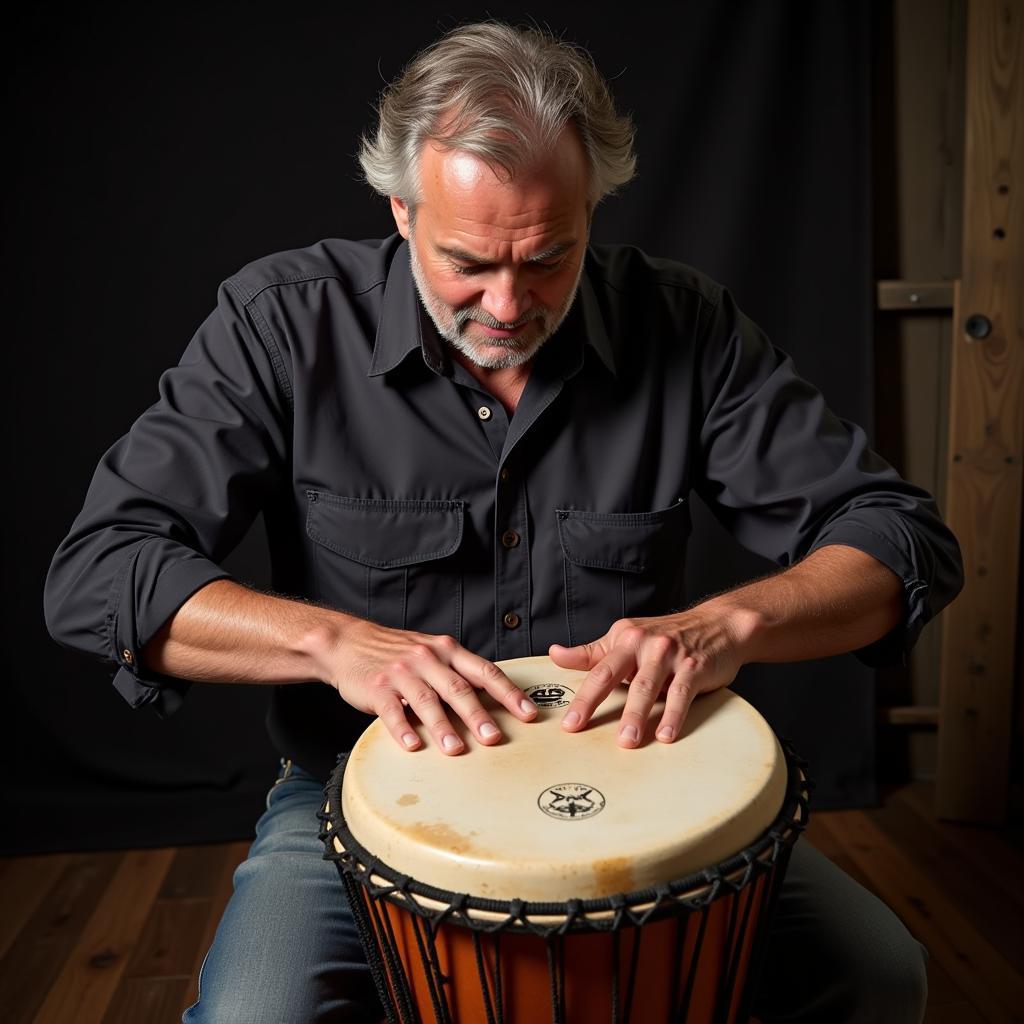 Man playing the djembe