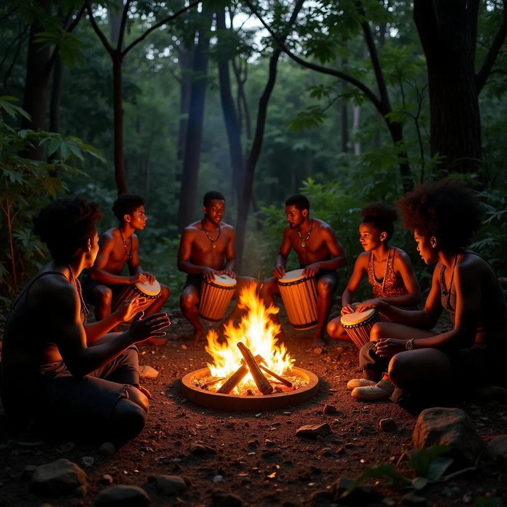 African Drum Music in the Jungle