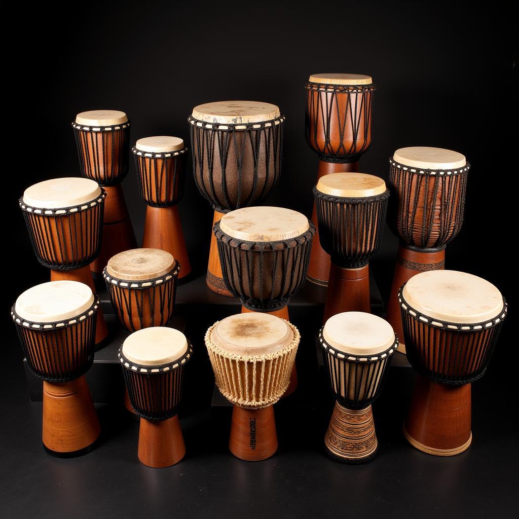 Display of various African drums