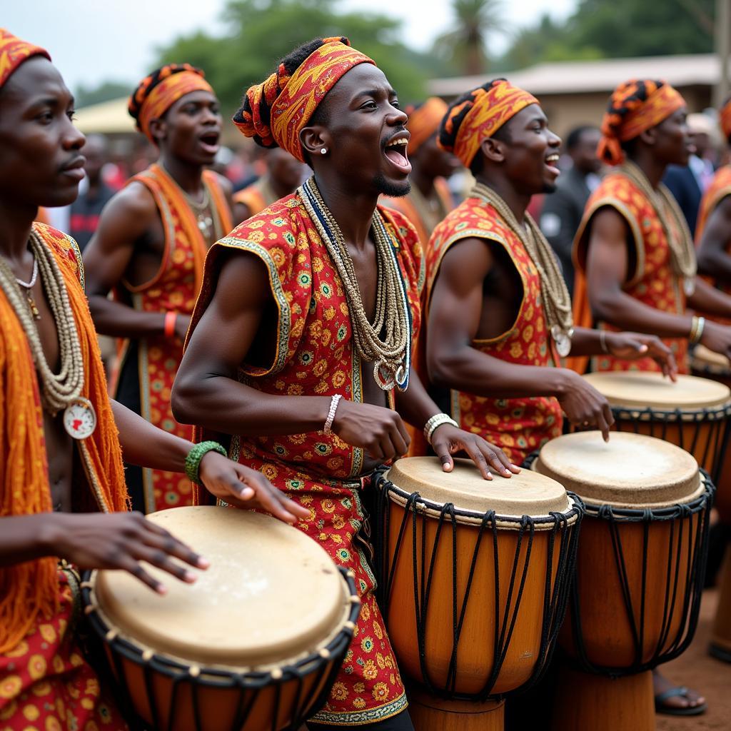 African Drummers in Traditional Ceremony