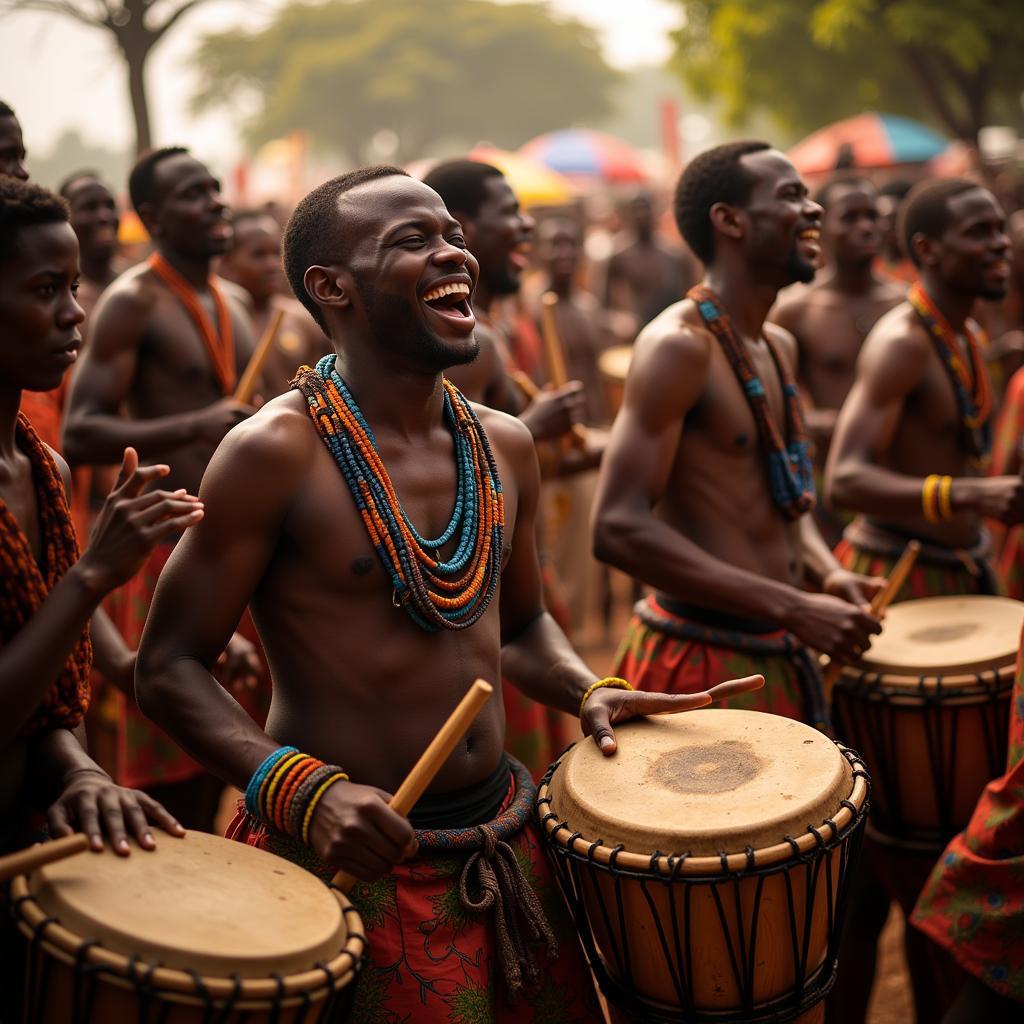 African drummers performing at a vibrant celebration