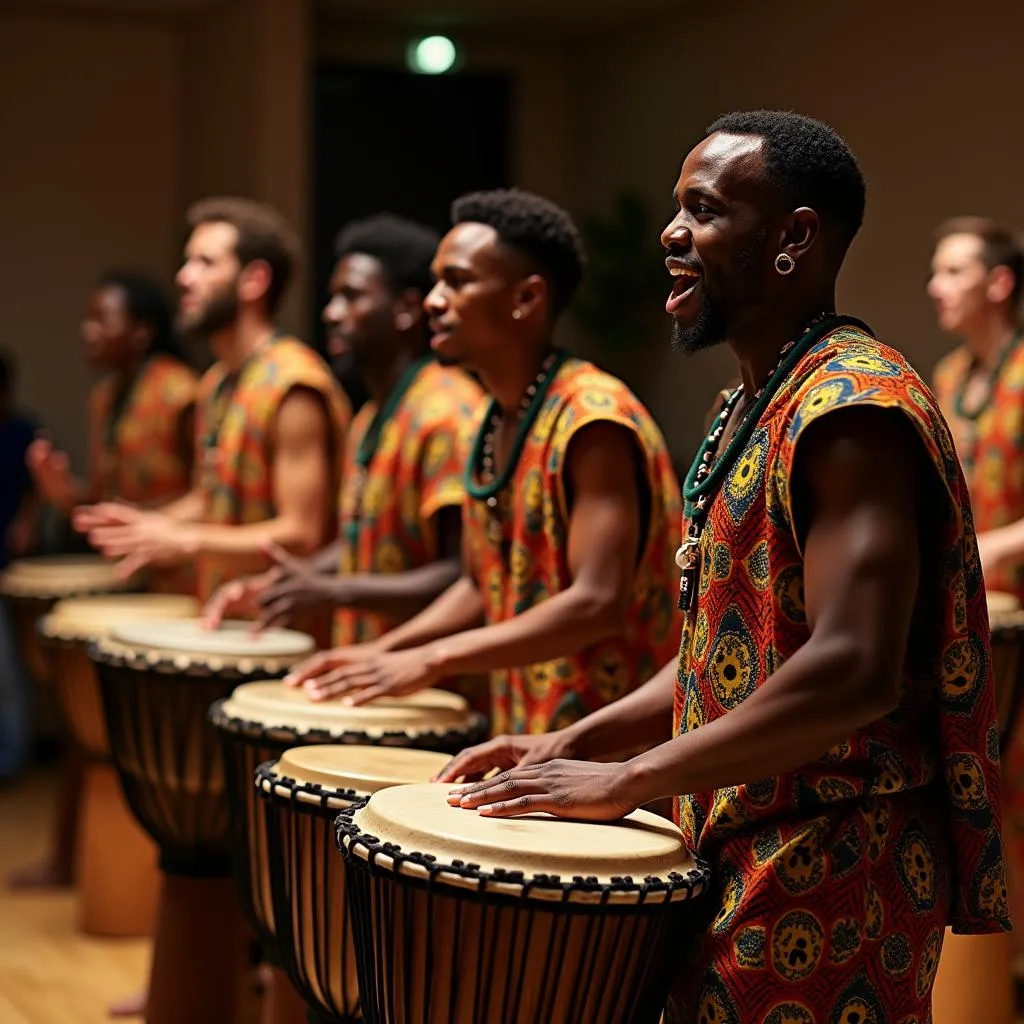 African Drummers in Dubai Providing Live Music for Dance Class