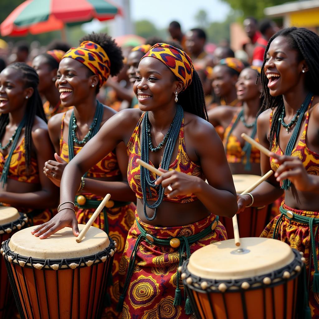 African Drummers in Traditional Ceremony