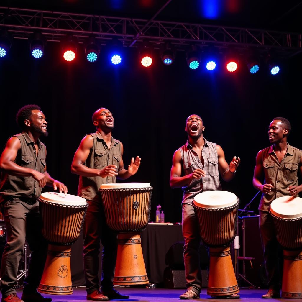 African drummers performing live