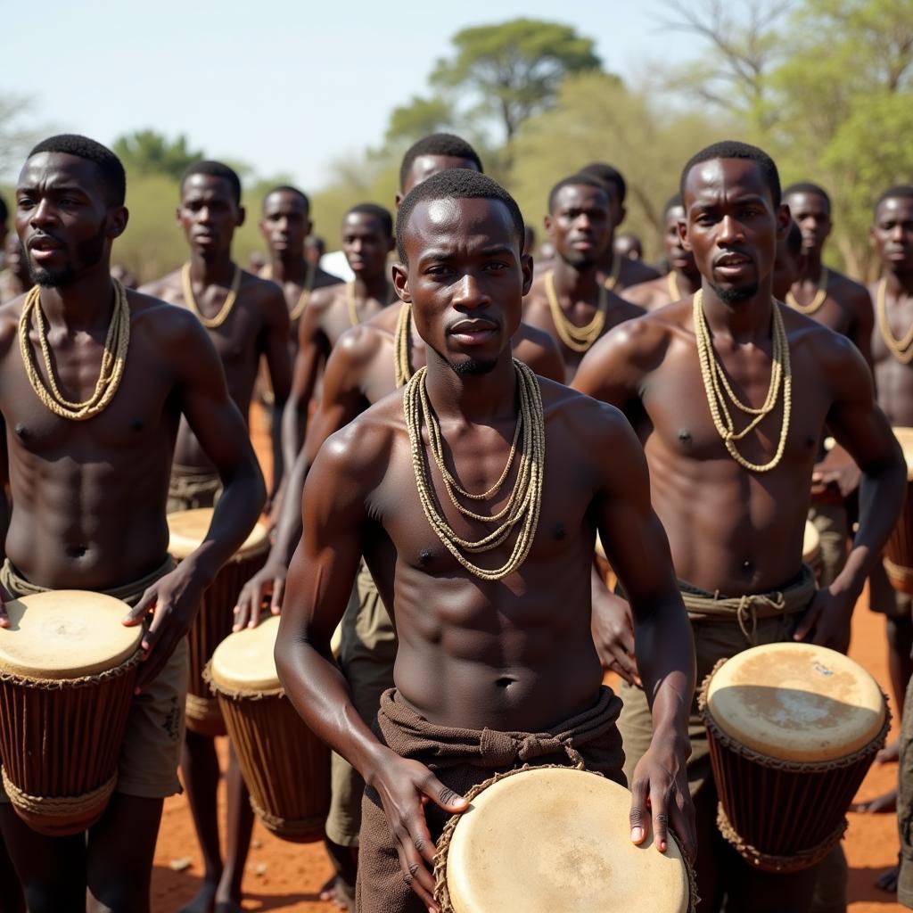 Traditional Drummers Performing at Village Gathering