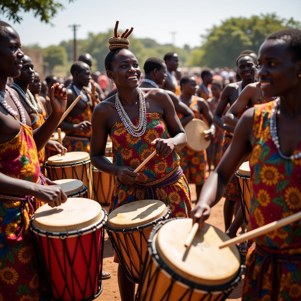 Vibrant African Drumming Ceremony