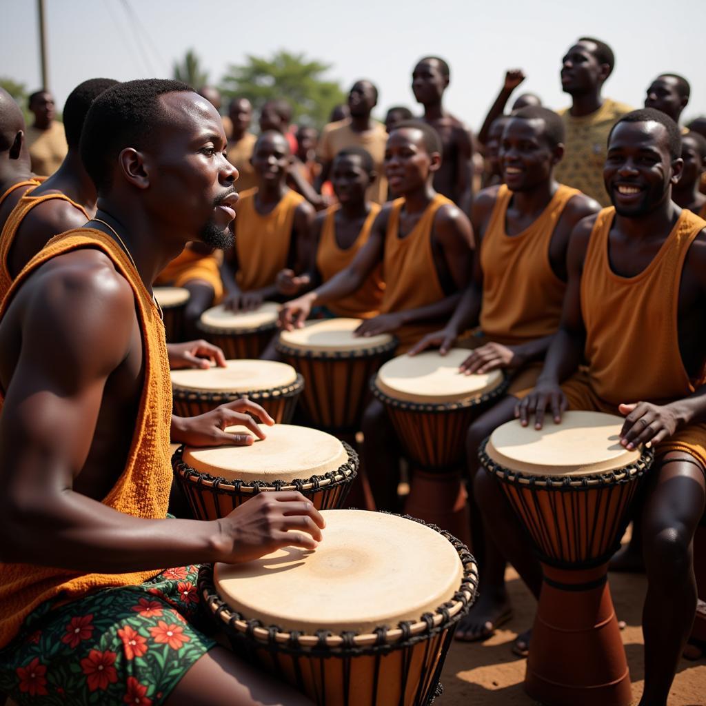 Traditional African drumming ceremony