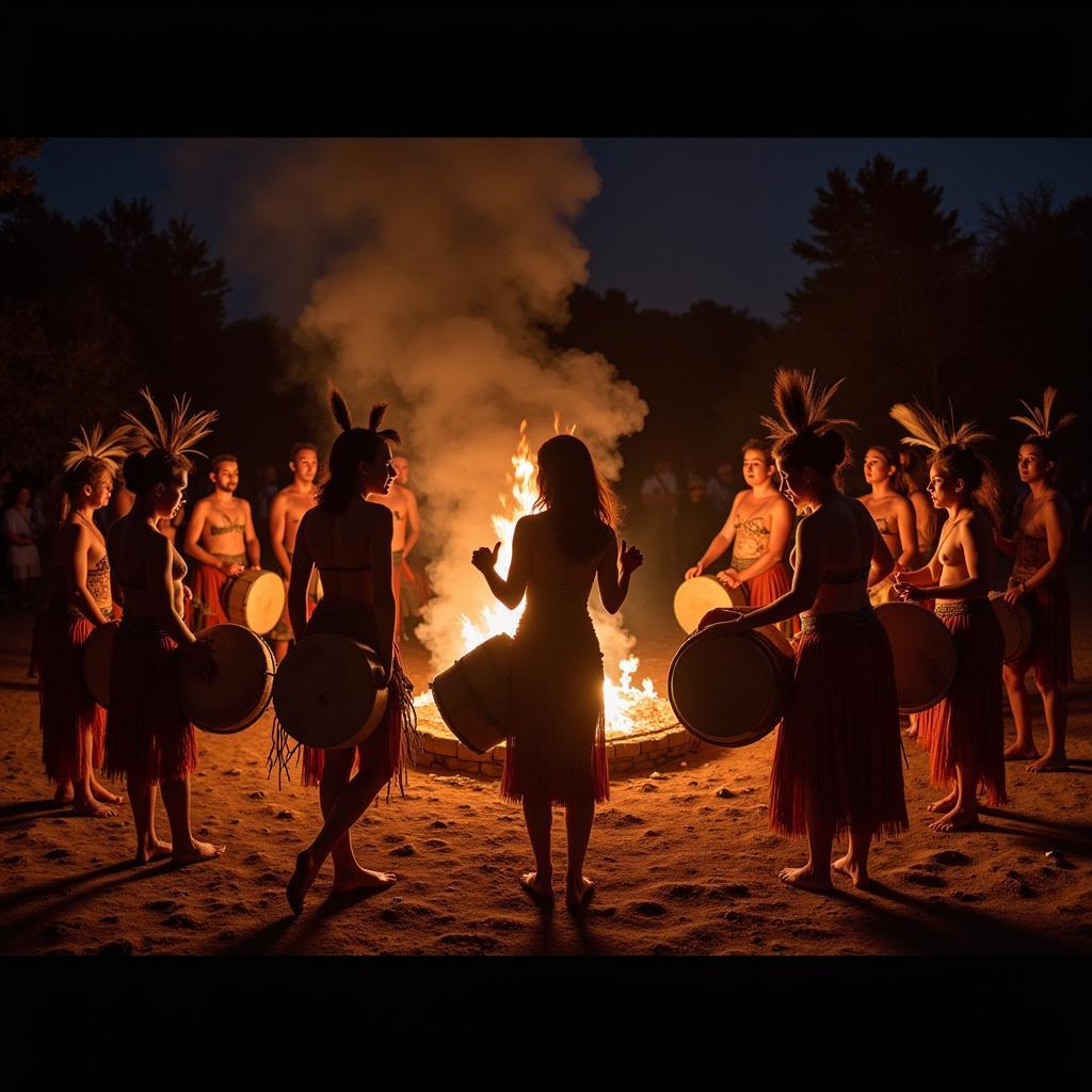 African drumming circle during a traditional celebration