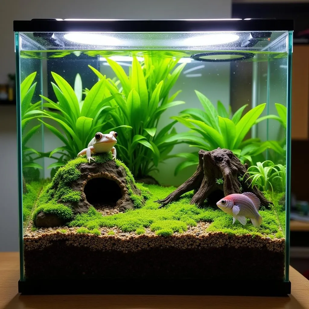 African dwarf frog and betta tank setup