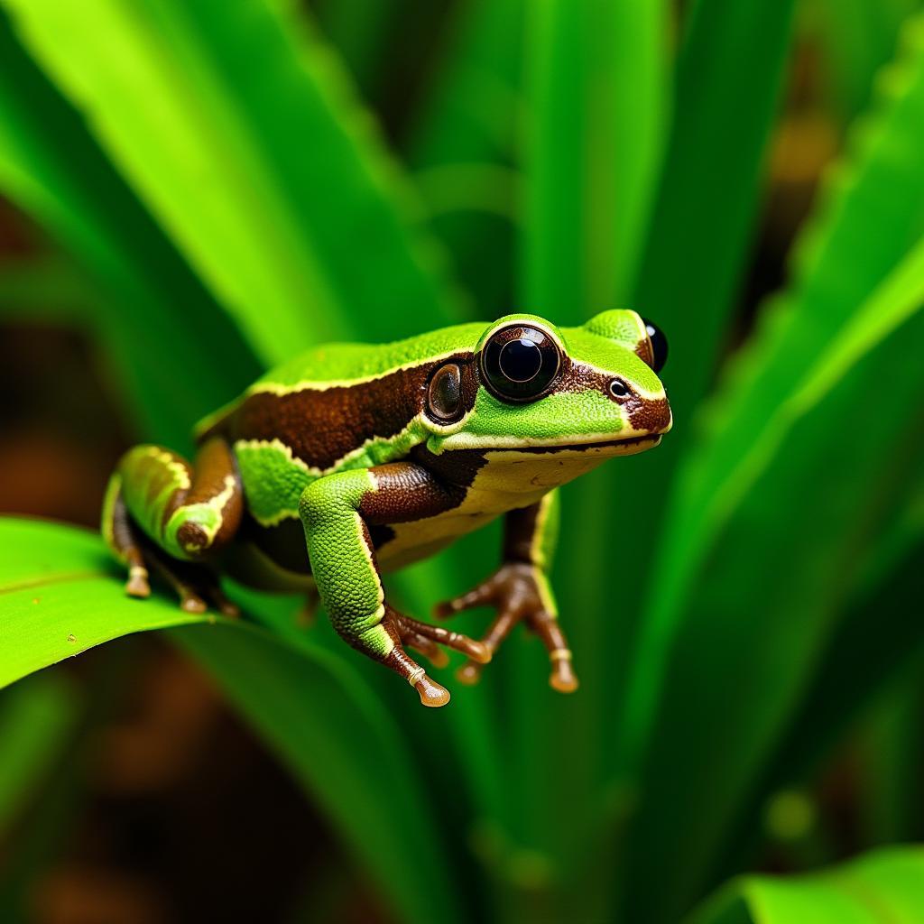 African dwarf frog swimming in a planted aquarium