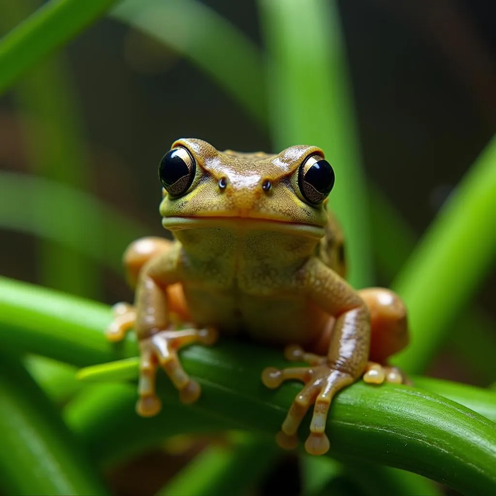 African dwarf frog in a planted aquarium