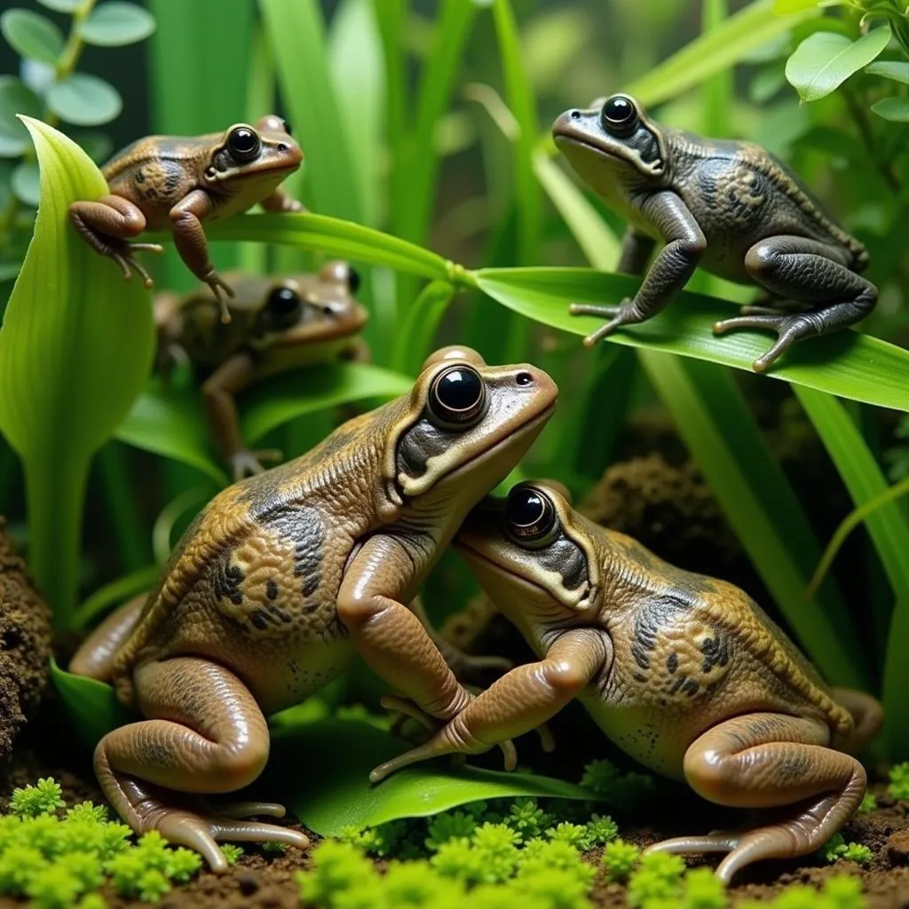 African Dwarf Frogs Interacting